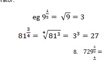 Exercises on negative and fractional indices